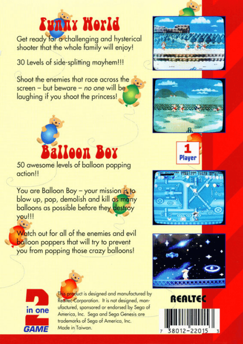 Funny World & Balloon Boy (Homebrew) — Box back